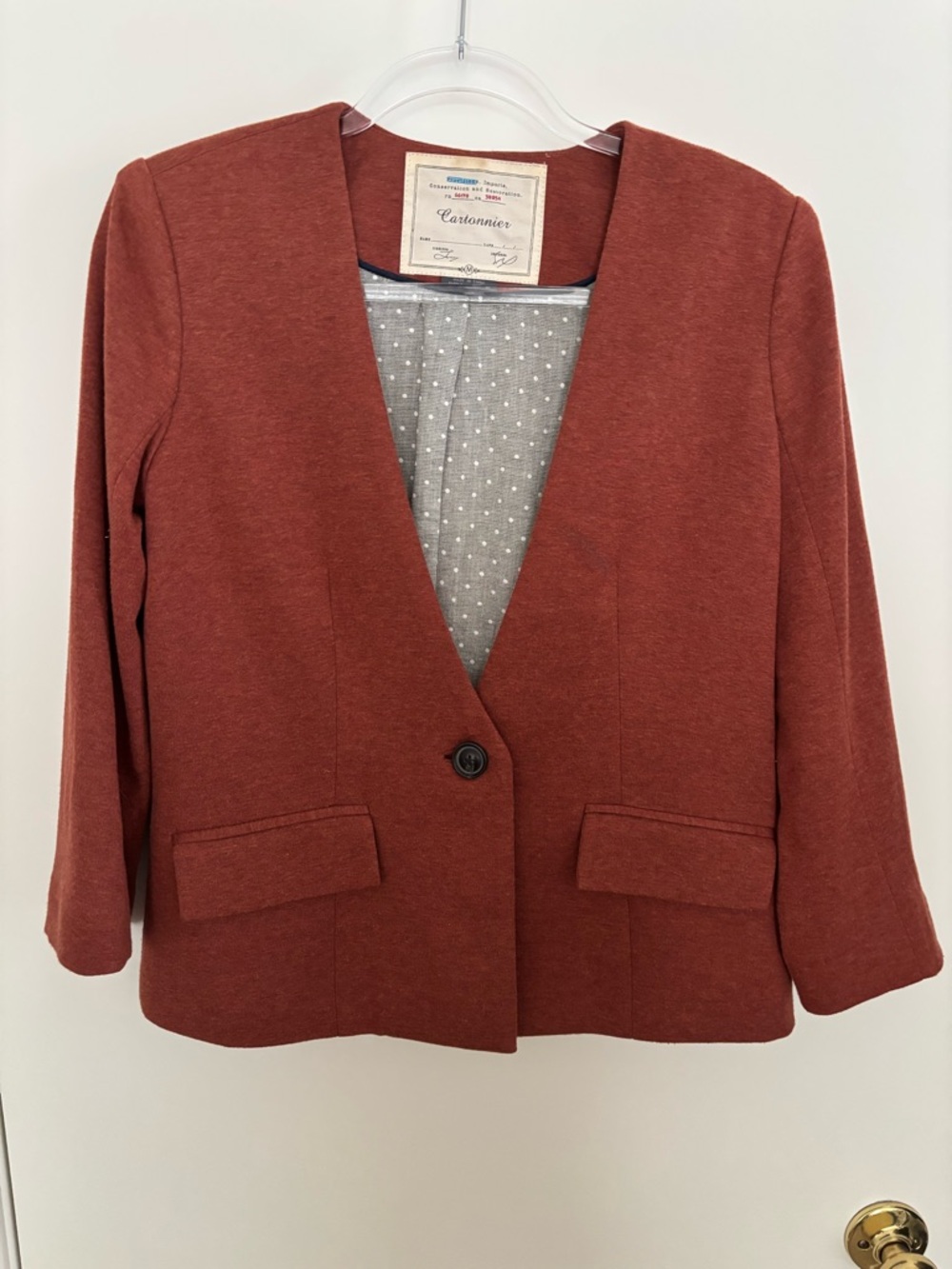 Cartonnier Rust Jacket/Blazer with label detail